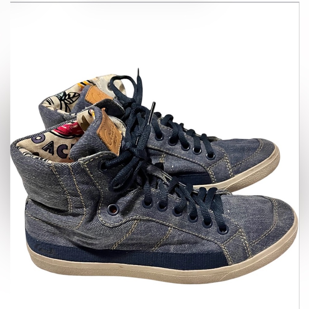 COACH Ellis Denim Poppy High-Top Sneakers Size:6.5 B - Picture 2 of 10